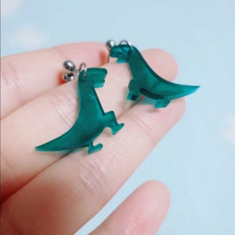 Earrings Dinosaur Post Back Acrylic - Picture 8 of 8